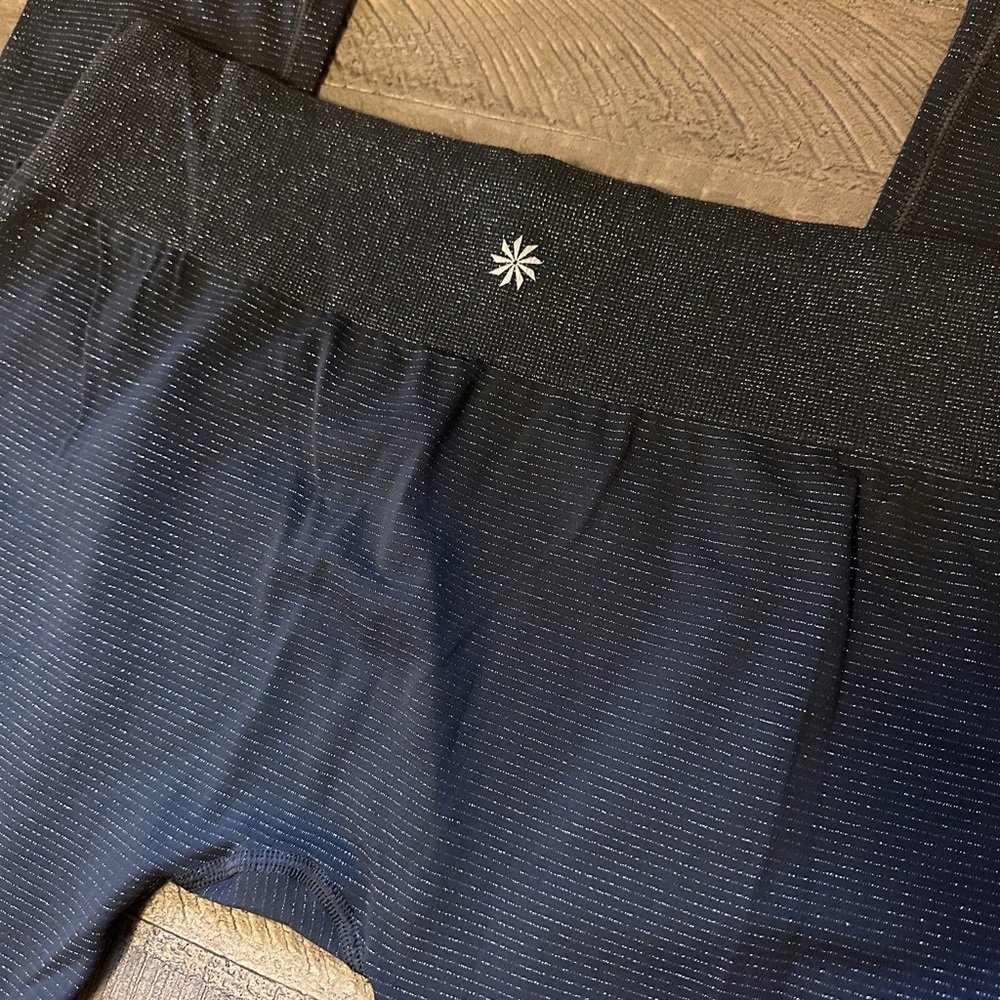 Athleta Women Gray Shimmer Leggings High Rise Athletic Yoga Pants - Picture 3 of 6
